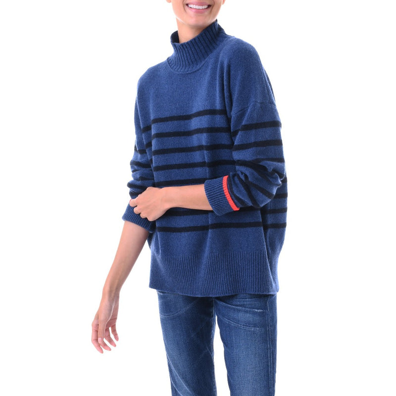 St Ives Marin sweater Handmade Loro Piana Cashmere Breton Stripe Jumper - Marilyn Moore