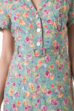 Goodwood revival 1940s Nellis dress Green floral Marilyn Moore