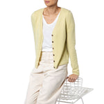 Cashmere Modern V-neck Cardigan Lemon Marilyn Moore