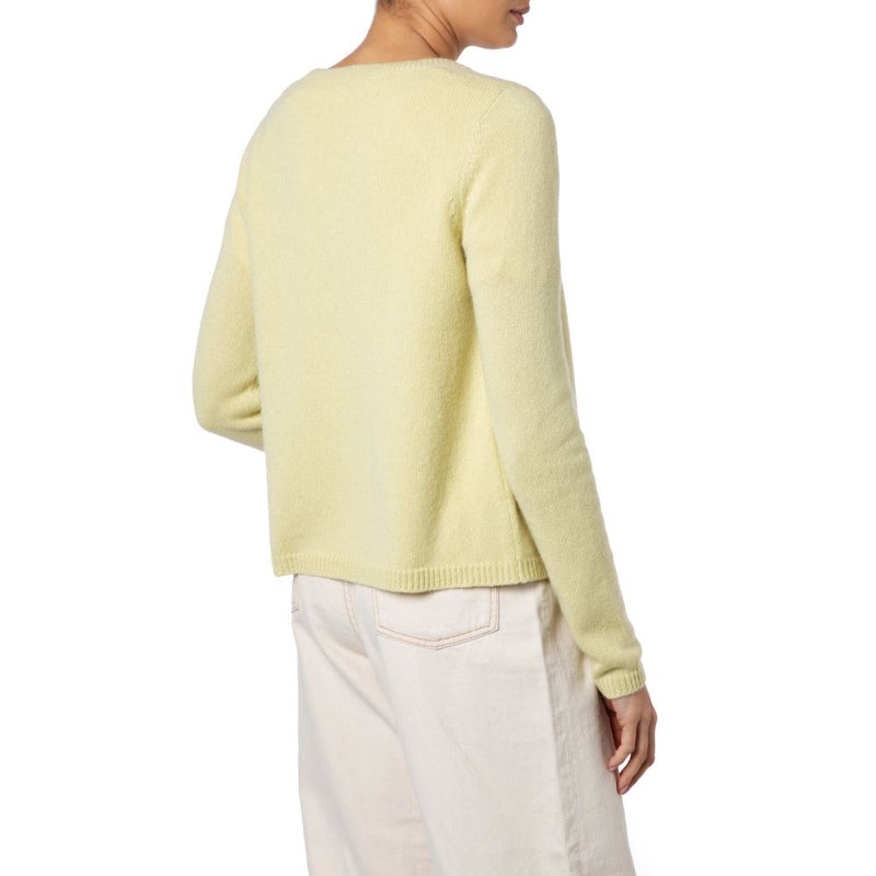 Cashmere Modern V-neck Cardigan Lemon Marilyn Moore