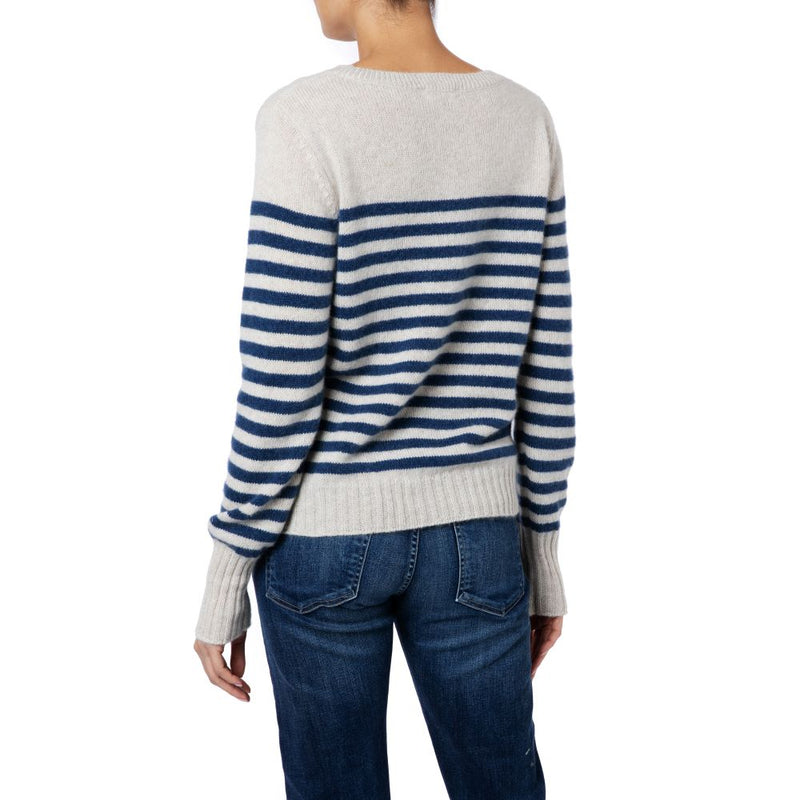 Marilyn Moore- Padstow Stripe Cashmere Sweater Natural Denim