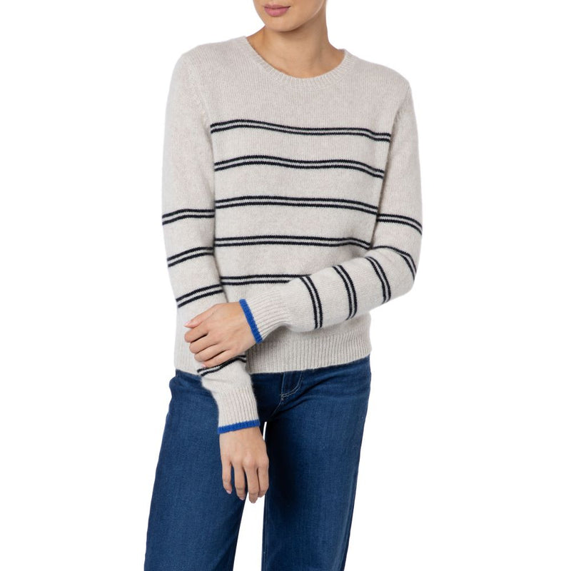 Marilyn Moore Portloe Cashmere stripe sweater Natural