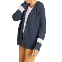 Boyfriend cardigan grey ivory stripe Marilyn Moore
