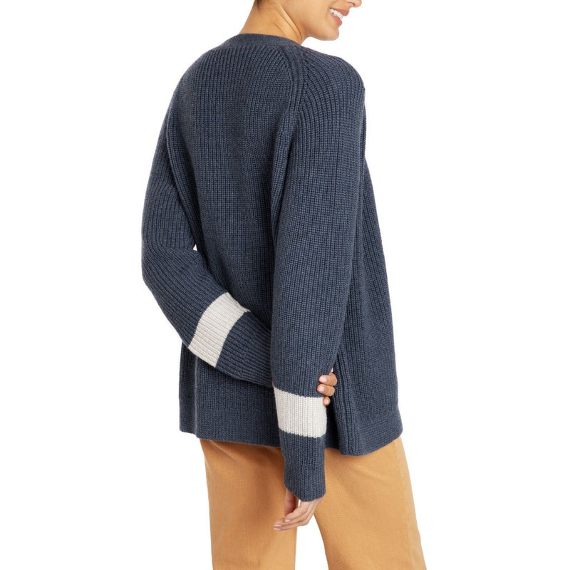 Boyfriend cardigan grey ivory stripe Marilyn Moore