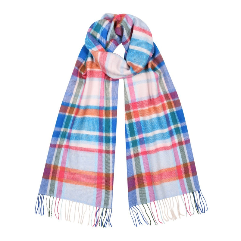 Bright Plaid Scarf Pink Orange Aqua Marilyn Moore