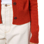 Roshin Cashmere V-neck Cardigan Orange Marilyn Moore