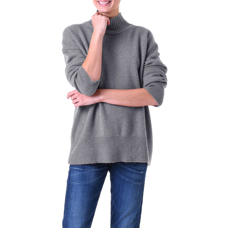 Loro Piana Grey Cashmere Sweater St Ives Slouchy Cashmere jumper Mid Grey Marilyn Moore