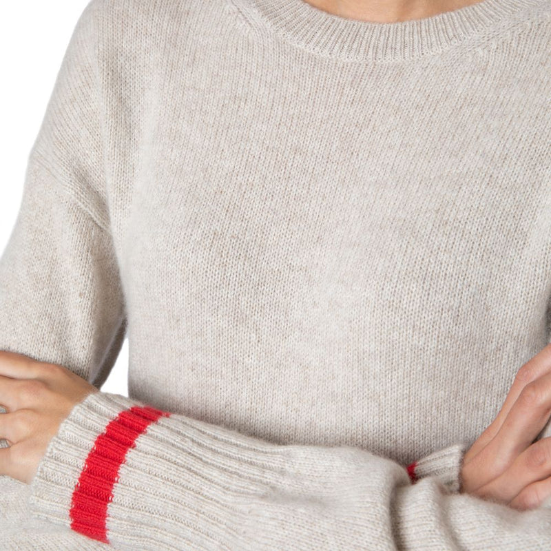 Grey sweater on sale with red stripe