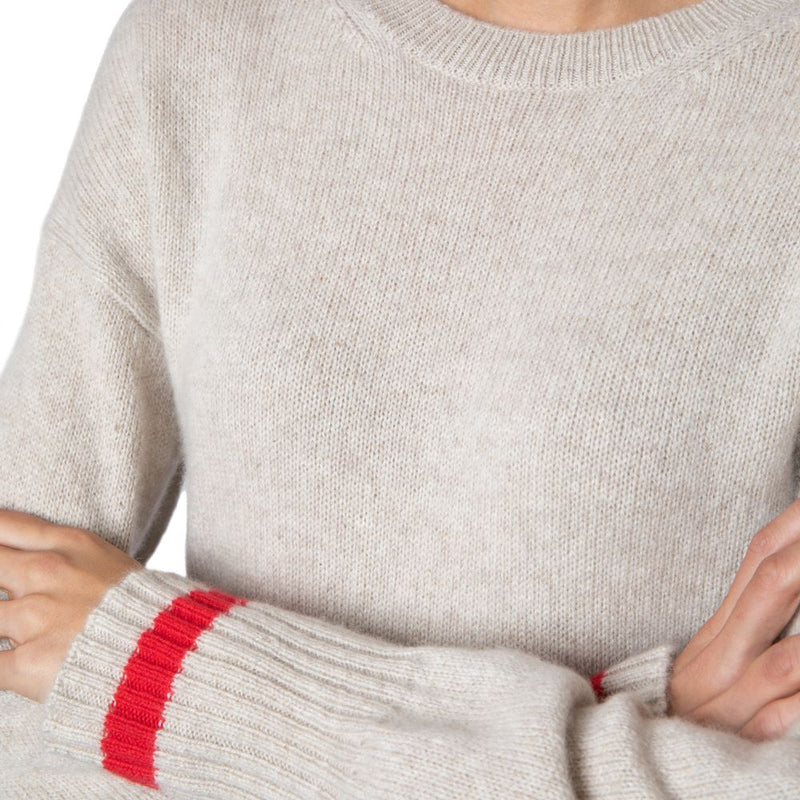 Tess Slouchy Cashmere jumper Natural Red stripe Marilyn Moore
