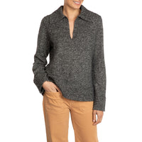 Polo collared Cashmere sweater Charcoal Marilyn Moore