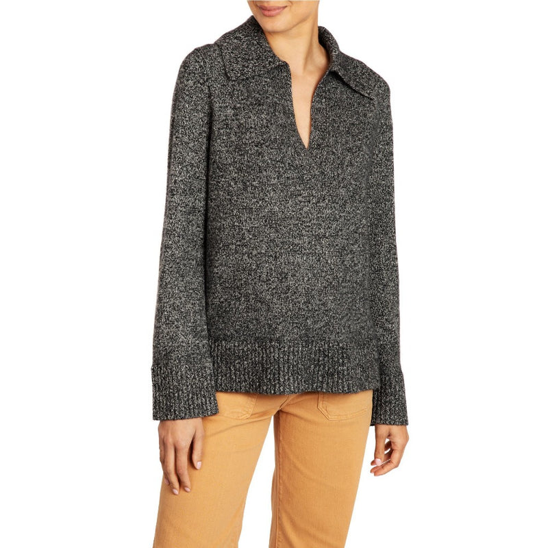 Polo collared Cashmere sweater Charcoal Marilyn Moore