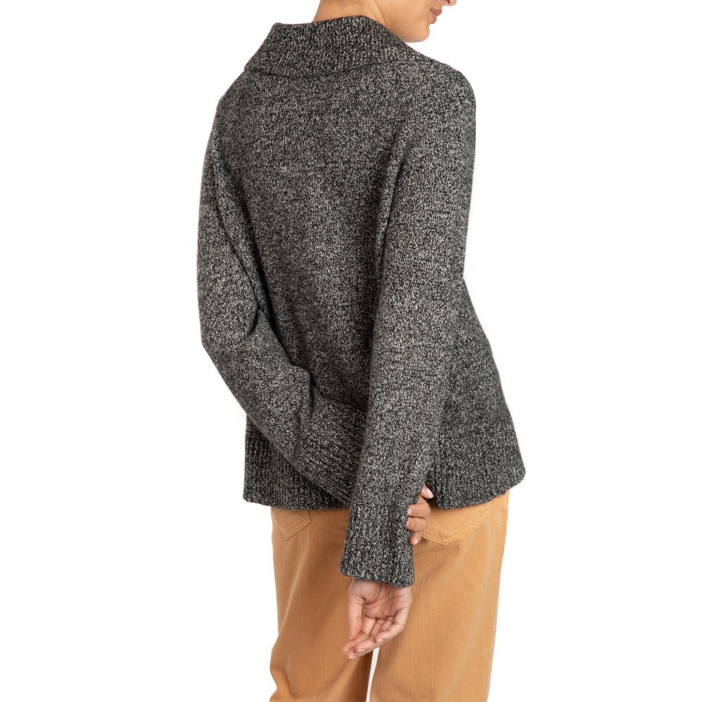 Polo collared Cashmere sweater Charcoal Marilyn Moore