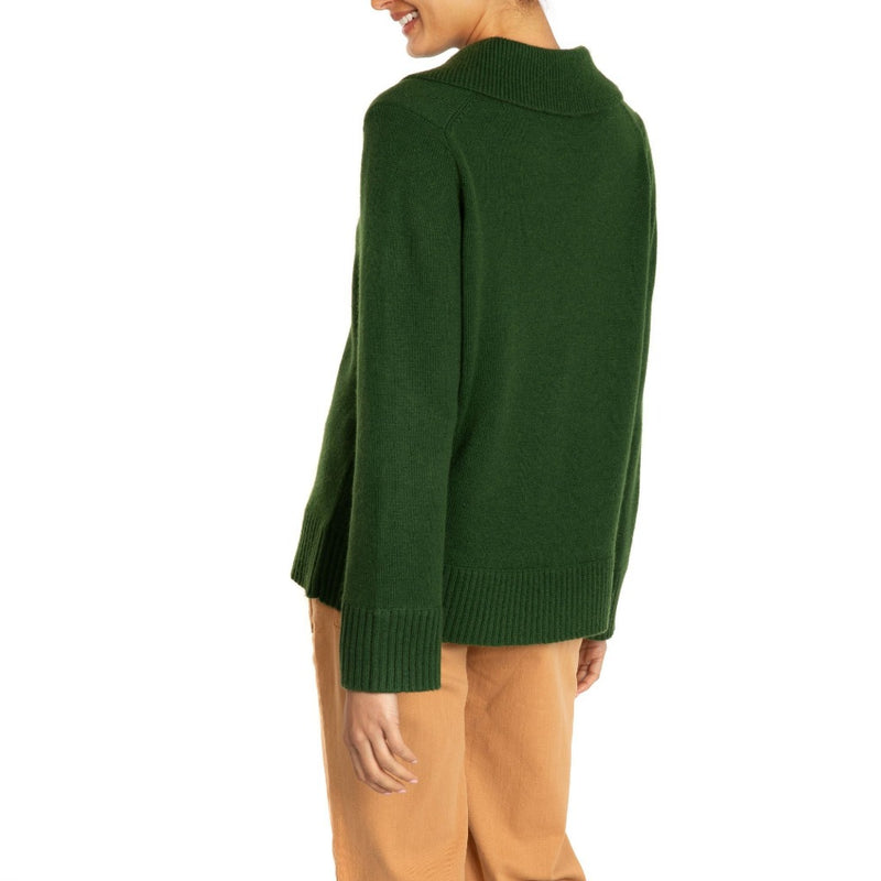 Polo collared Cashmere sweater Green Marilyn Moore
